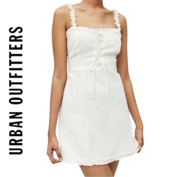 Urban Outfitters Dresses & Skirts - NEW Urban Outfitters UO Robin Lace-Up White Mini Dress L XL